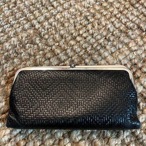 HOBO Lauren Wallet - textured black with floral liner - like new